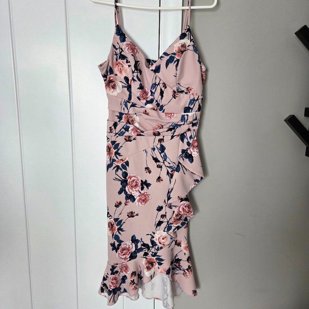 Emerald Sundae Blush Pink Floral Bodycon Dress Size L/M - Picture 2 of 9